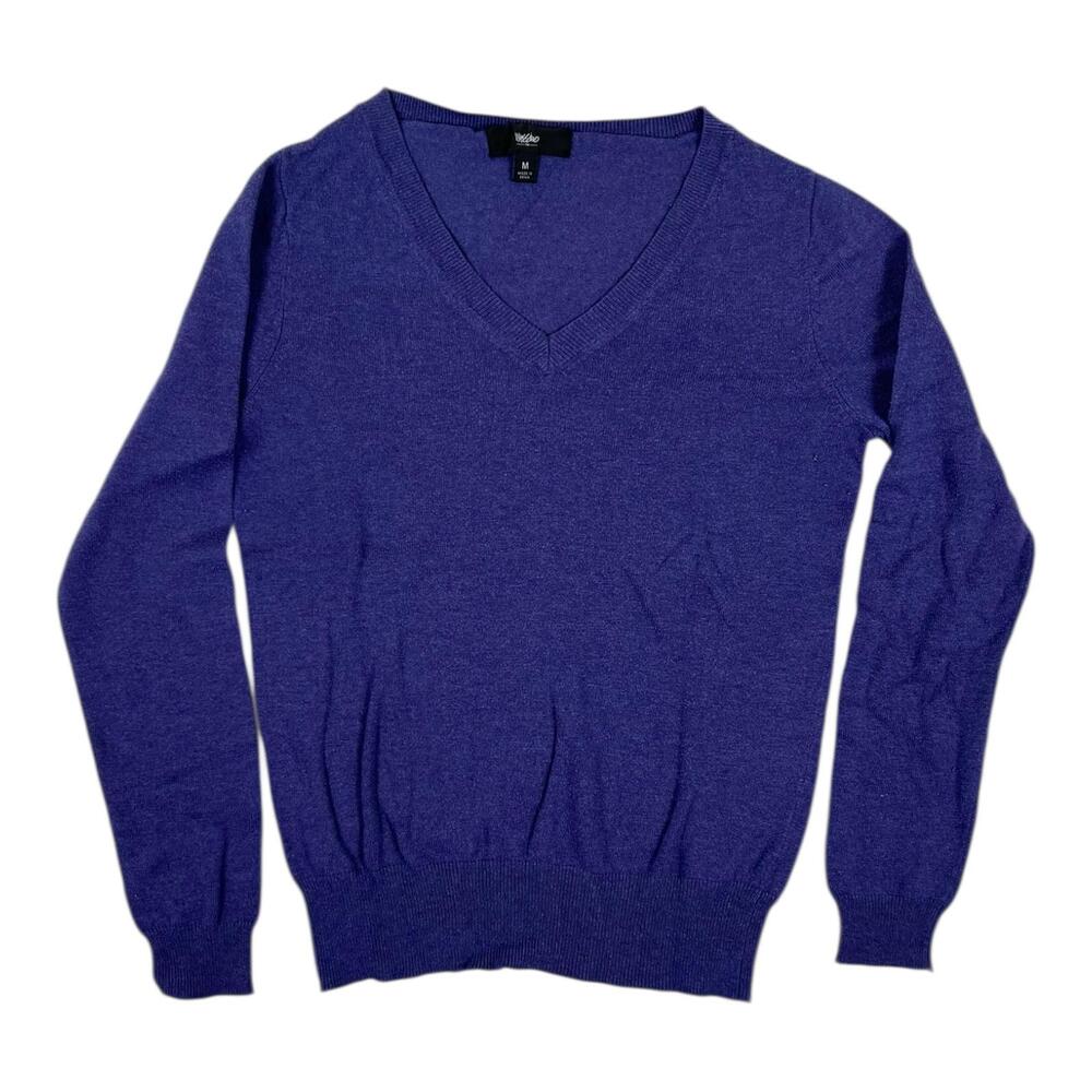 Vintage Mossimo Sweater Womens Medium Purple V Neck Lightweight Knit Pullover